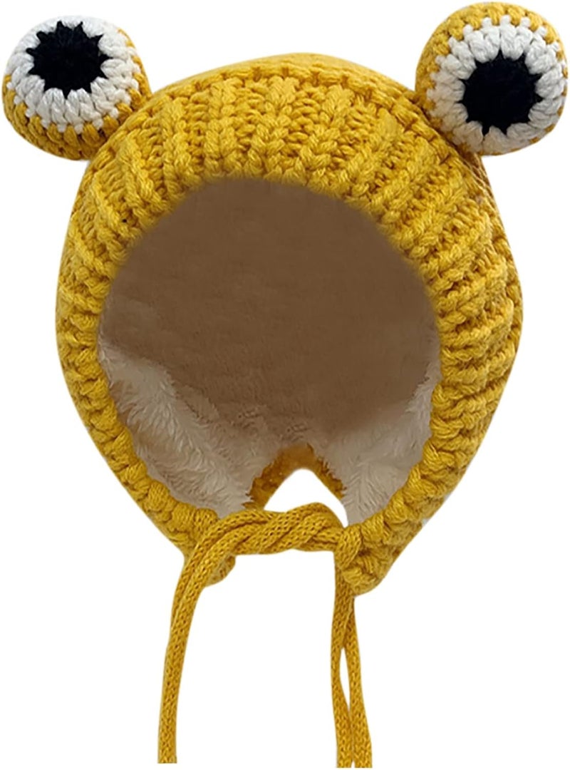 MINGSEECESS Kids Knitted Beanie Hat Cute Frog Cartoon Winter Warmer Cap with Big Eyes for Baby Boys Girls - Image 1